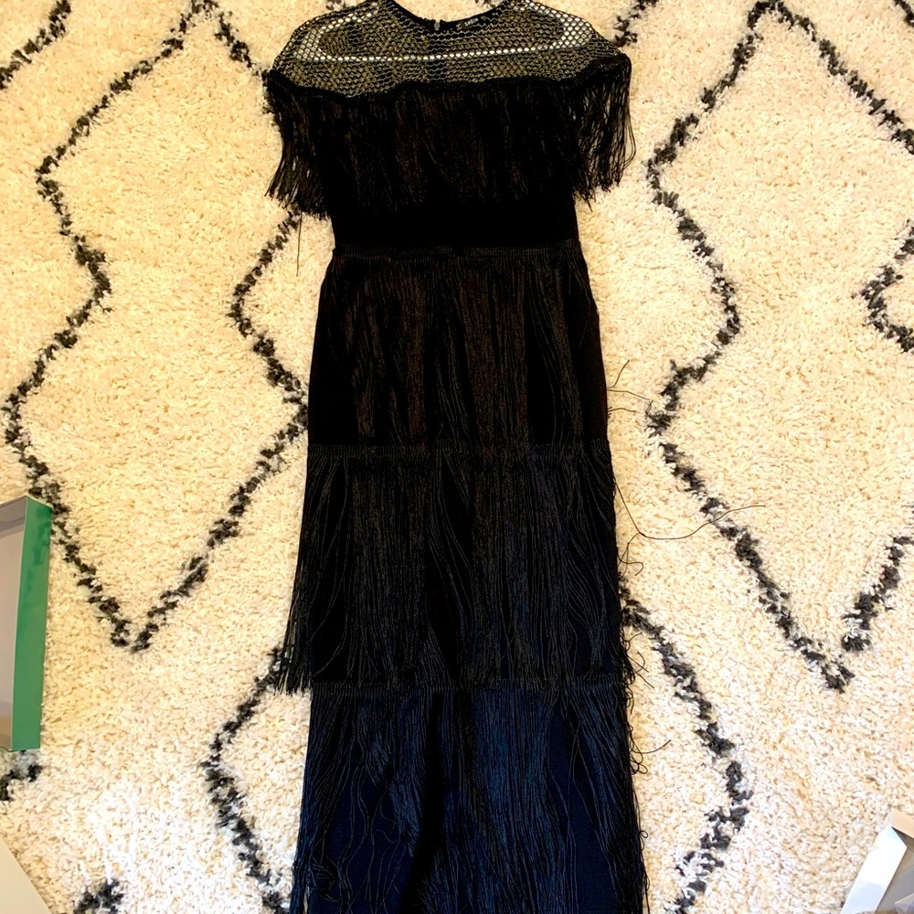 Fringe black dress